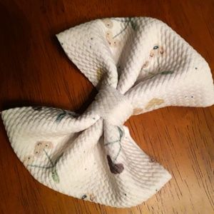 Neutral cherry hearts hair bow